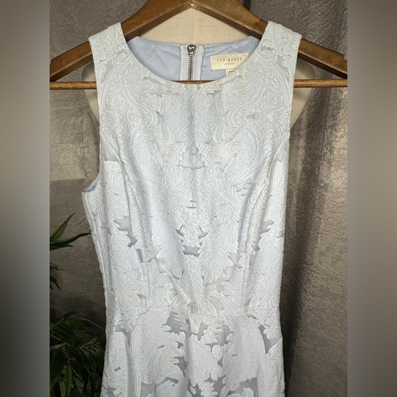 Ted Baker London Roshi Burnout Jacquard Midi Dress Sleeveless Blue Sz 0 - Picture 4 of 14